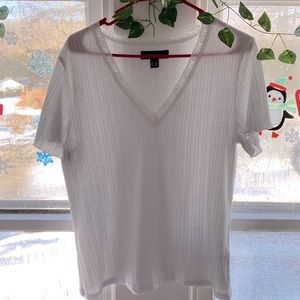 White top with lace around neck